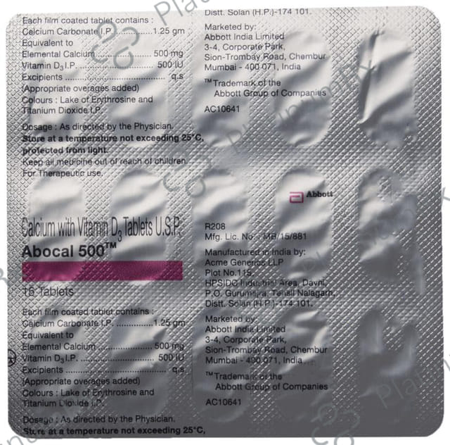 Abocal 500mg/500IU Tablet 15s