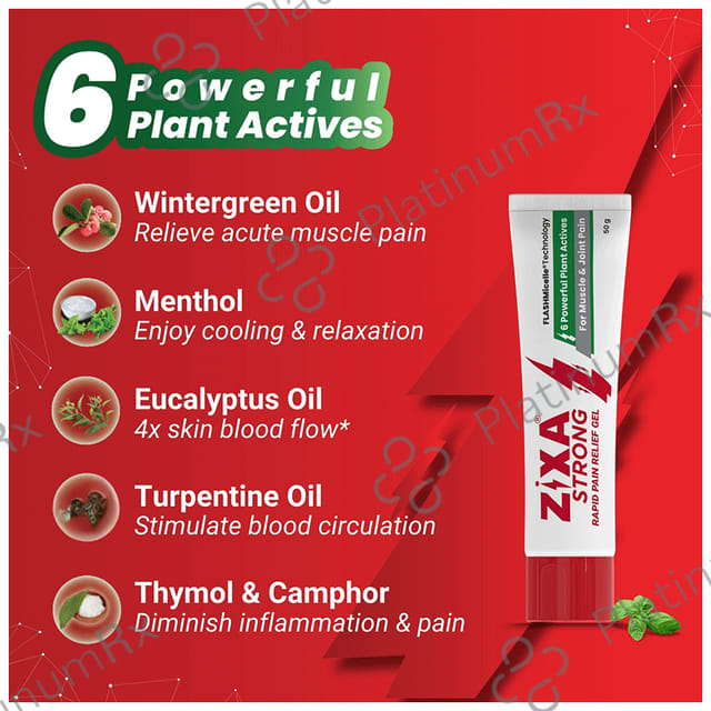 ZIXA Strong Fast Acting Pain Relief Gel - Dual action - Heals Back Pain, Muscle Pain, Knee Pain, Joint Pain (50gm Each) 2 Tubes