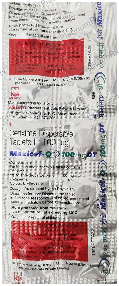 Maxicef O 100mg Tablet DT 10s