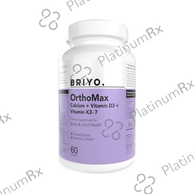 Briyo OrthoMax with Calcium, Vitamin D3 & K2-7 - Softgel for Bone & Joint Health