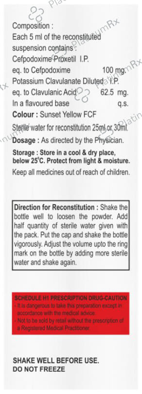 Vildox CV 100/62.5mg Dry Syrup Mix Fruit Flavour 30ml