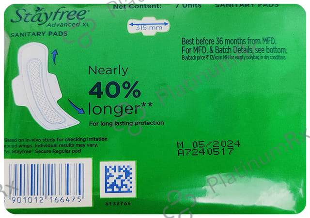 Stayfree Advanced Ultra Comfort Sanitary Pads with Wings Size XL 7s