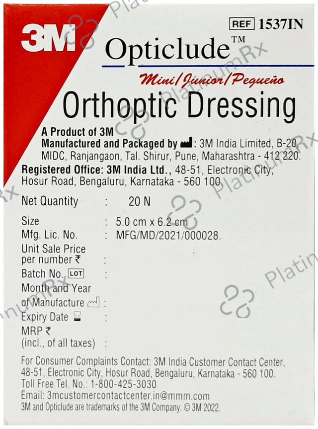 3M Opticlude Orthoptic Eye Patch Junior