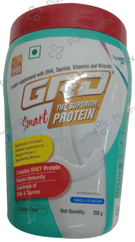 GRD Smart Whey Protein with DHA & Taurine Gluten Free Flavour Vanilla Powder 200gm