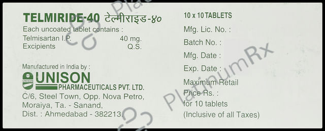 Telmiride 40mg Tablet 10s