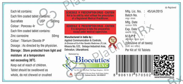Sucratab Z 500mg/75mg Tablet