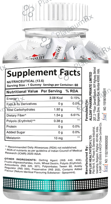 Swisslife Forever Melatonin 10mg Veg Gummies (60 Each) 1 bottles