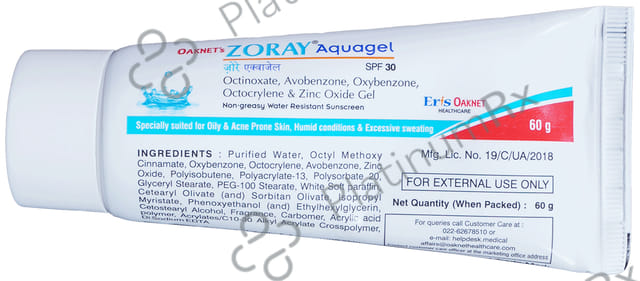 Zoray Aquagel SPF 30 Gel 60gm