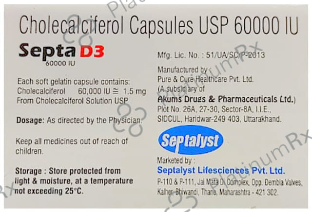 Septa D3 Soft Gelatin Capsule 8 Soft Gelatin Capsule