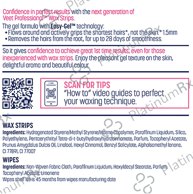 Veet Professional Waxing Strips Kit for Dry Skin, 8 Strips - Gel Wax Hair Removal for Women - Up to 28 Days of Smoothness - No Wax Heater or Wax Beans Required for Sensitive Skin