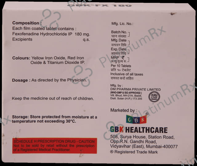 Gbk FX 180mg Tablet 10s