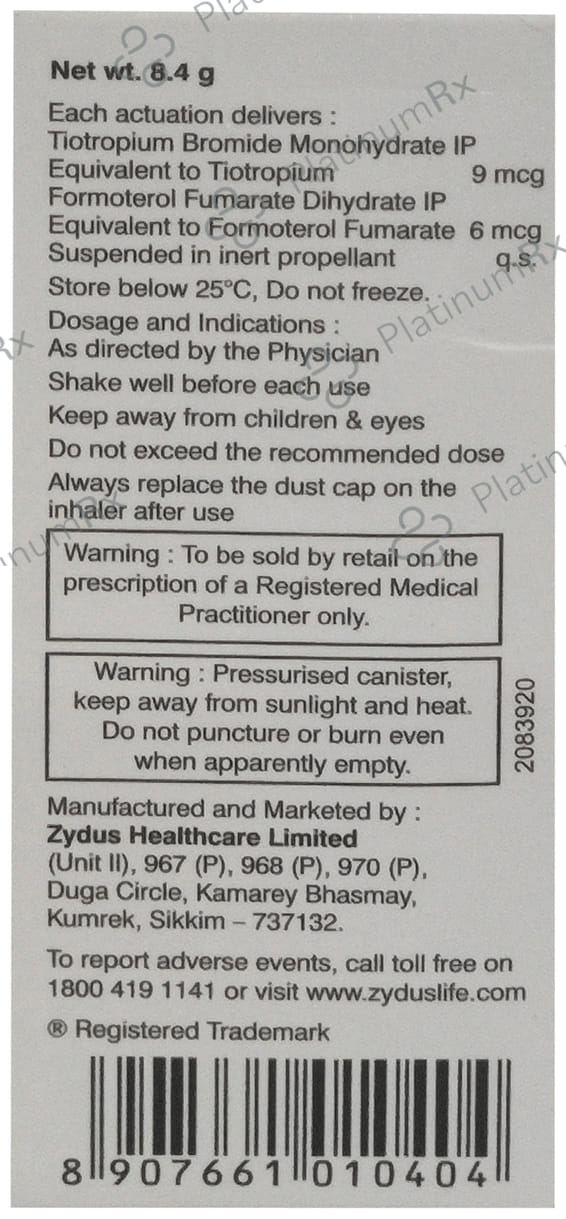 Tioform 6/9mcg Inhaler 120MDI