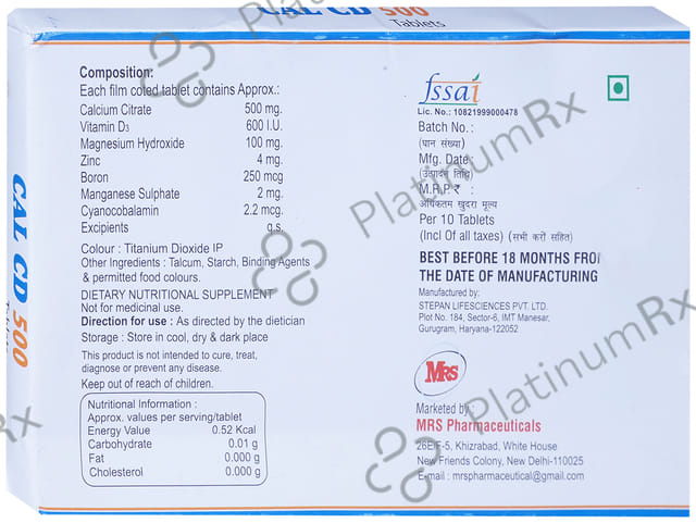 Cal CD 500mg Tablet 10s