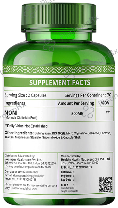 Simply Herbal Noni Extract Vegetarian Capsules