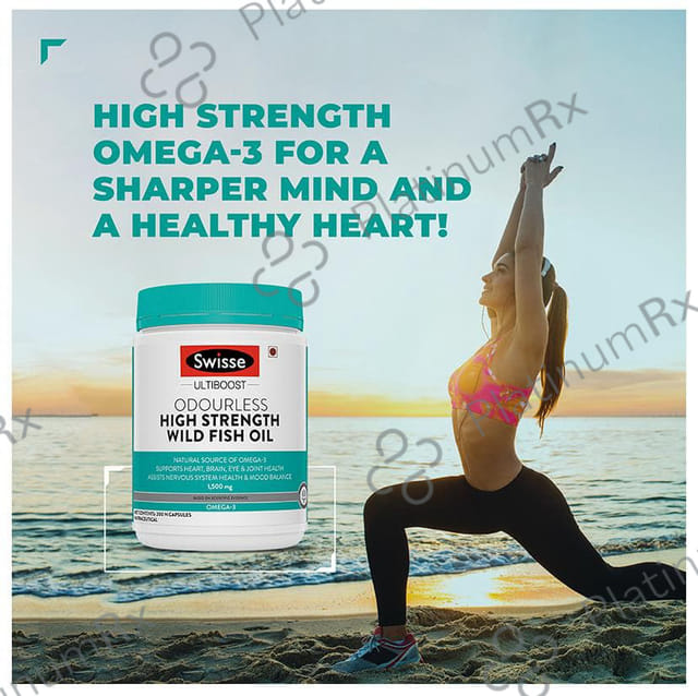 Swisse Ultiboost Odourless High Strength Wild Fish Oil Capsule with 1500mg Omega 3 - For Heart, Brain, Eye & Joint Health 200 capsules