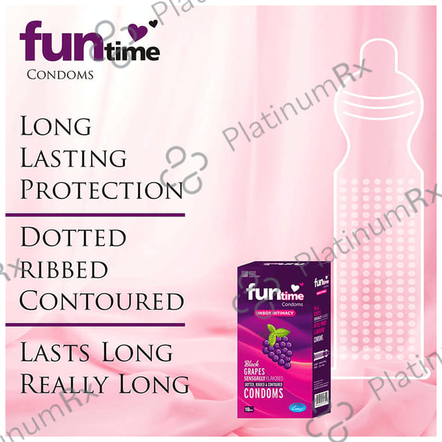 Funtime Dotted Ribbed & Contoured Black Grapes Flavour Condom 10s