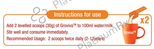 Groviva Child Nutrition for Physical Growth, Brain Development & Immunity Flavour Vanilla Powder 400gm