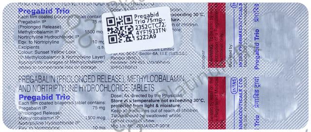 Pregabid Trio 75mg/10mg/1500mcg Tablet