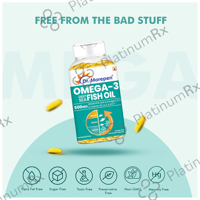 Dr. Morepen Omega 3 Deep Sea Fish Oil 500 mg with DHA & EPA for Heart, Brain & Joints