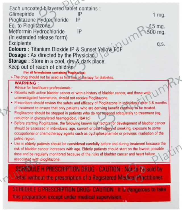 Try Justmet MP 1mg/500mg/15mg Tablet