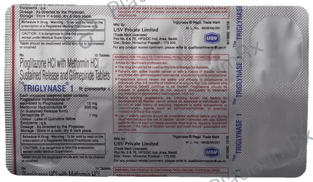 Triglynase 1/500/15mg Tablet SR 10s