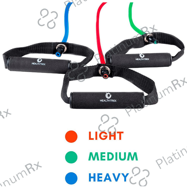 Healthtrek Resistance Tube with Foam Handles, Door Anchor, Ankle Straps, Bag & Exercise Guide (Set of 4)