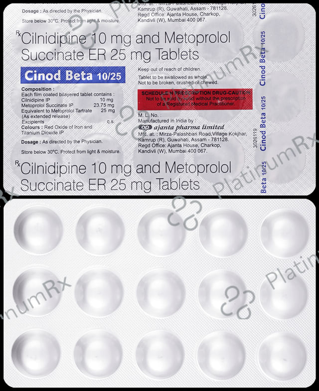 Cinod Beta 10/25mg Tablet ER 15s
