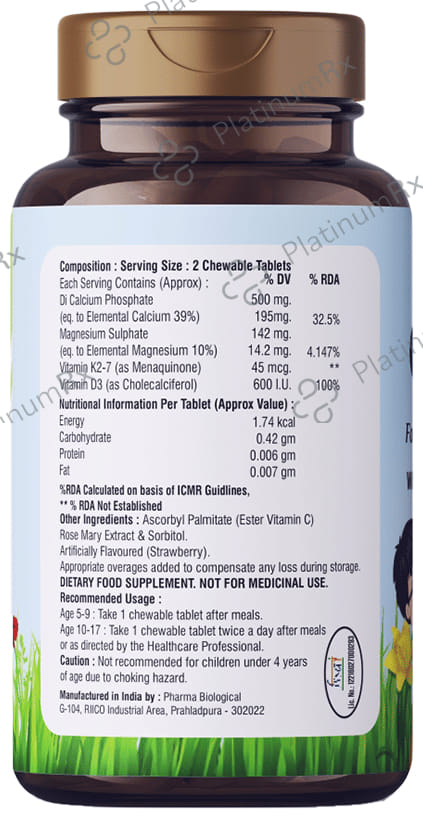 Nutrisrot Calcium Jr Kids Chewable Tablet with Vitamin D3 & K2 7
