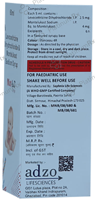 Mot LC 4/2.5mg Syrup 60ml