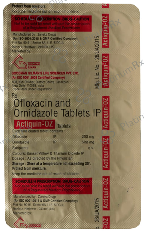 Actiquin OZ 200/500mg Tablet 10s
