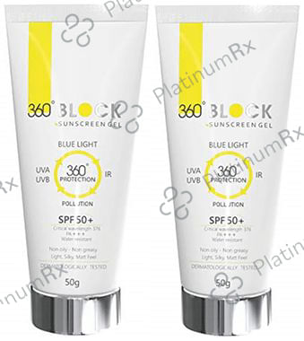 360 Block Sunscreen SPF 50+ Gel (50gm Each) 2 Tube