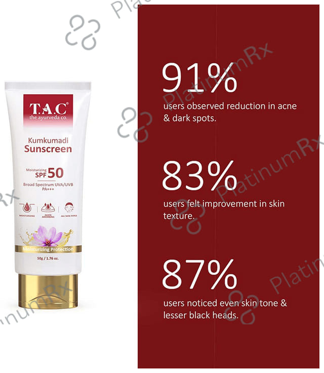 TAC The Ayurveda Co Kumkumadi Sunscreen SPF 50 Cream 50gm