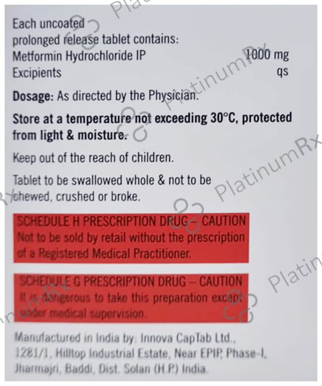 Metform 1000mg Tablet SR 10s