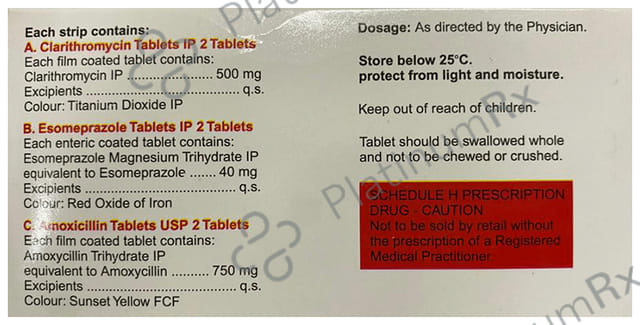 Esomac HP 500/40/750mg Combo Tablet 6s