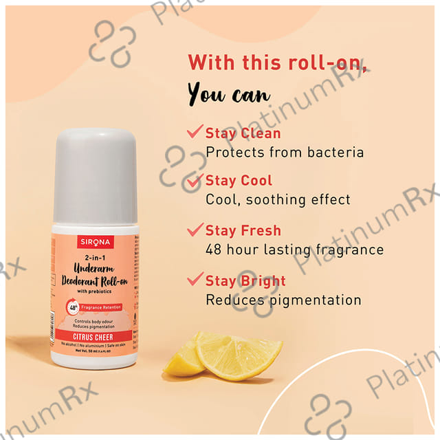 Sirona 2 in 1 Underarm Deodorant Roll-On Citrus Cheer