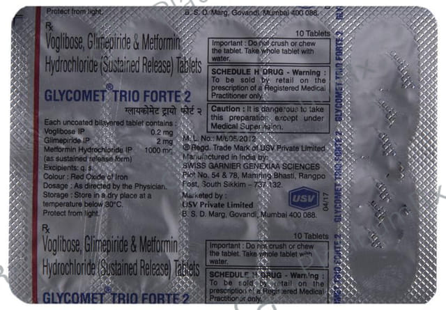 Glycomet Trio Forte 2/1000/0.2mg Tablet SR 10s