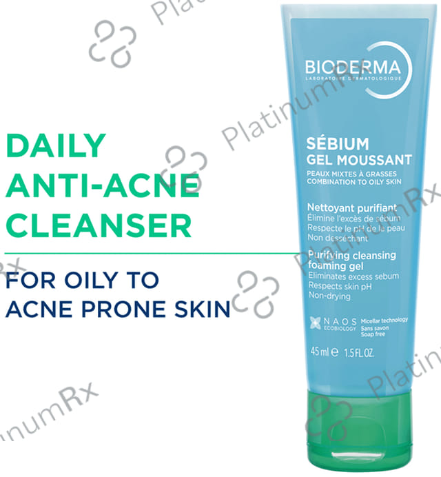 Bioderma Sebium Moussant Purifying Cleansing Foaming Gel 45ml
