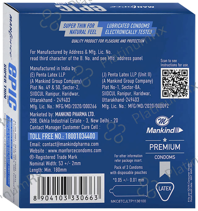 Manforce Epic Desire Super Thin Premium with Disposable Pouch Silk Chocolate Condom 3s
