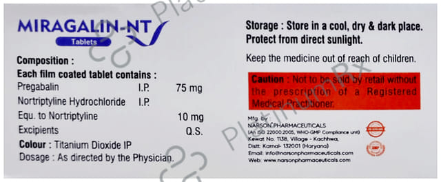 Miragalin NT 10/75mg Tablet 10s