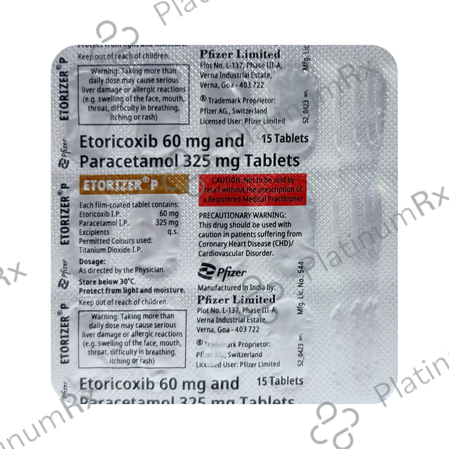 Etorizer P 60/325mg Tablet 15s
