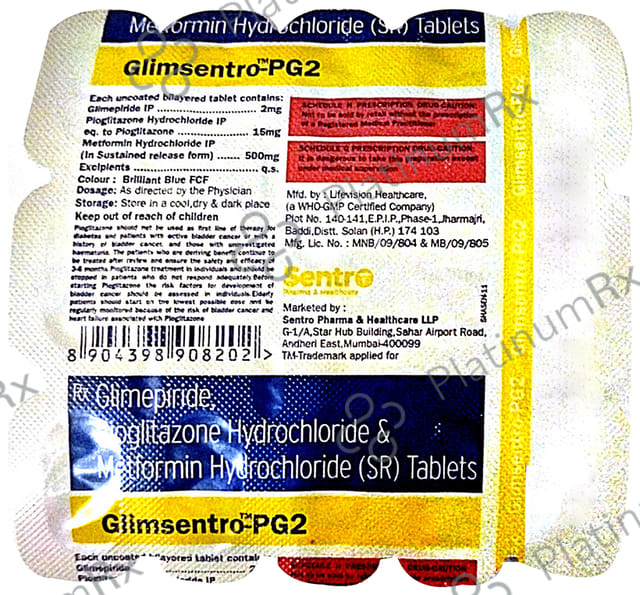 Glimsentro PG2/500/15mg Tablet SR 15s