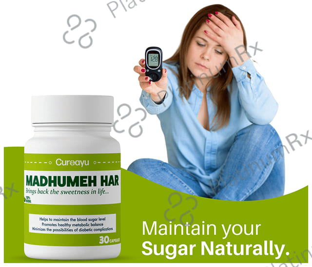 Cureayu Madhumeh Har Ayurvedic Capsule - Enriched with Karela, Guggul & Ashwagandha - Control Blood Sugar -100 % Herbal