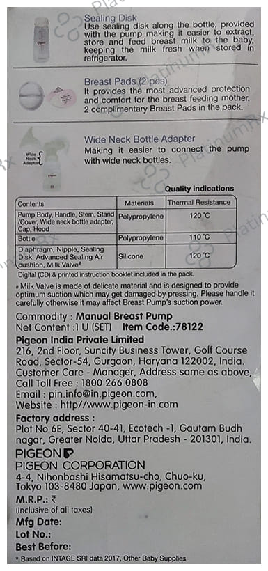 Pigeon Manual Breast Pump with Bottle 200ml Standard