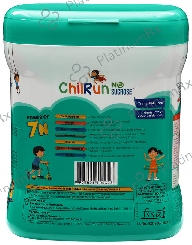 Chilrun No Sucrose 2+ Health and Nutrition Drink For Children’s Growth and Development Vanilla 400 gm