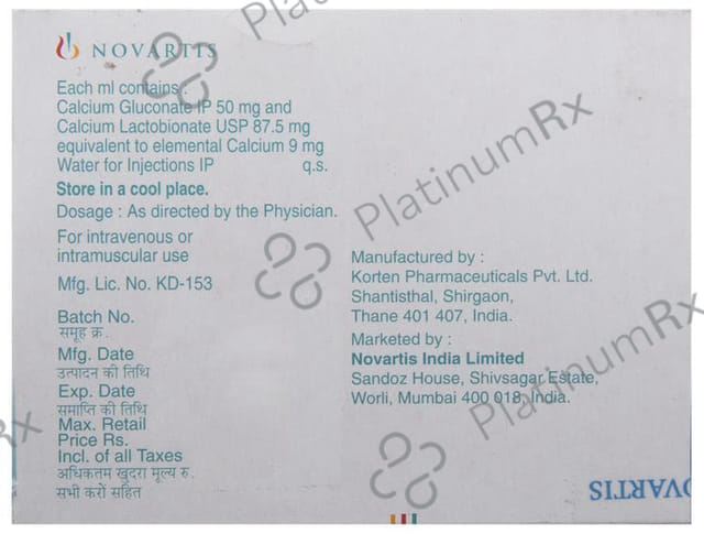 Calcium Sandoz 50/87.5mg Injection 10ml