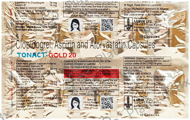 Tonact Gold 20/75/75mg Capsule 10s