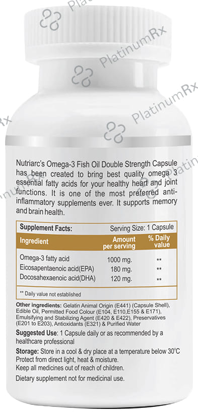 Nutriarc Wellness Omega 3 Fish Oil Double Strength 1000mg Softgel Capsule