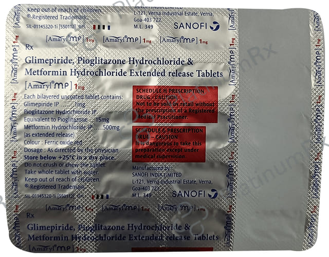 Amaryl MP 1/500/15mg Tablet ER 20s