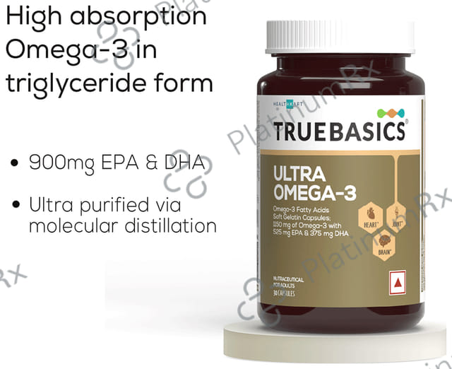 TrueBasics Ultra 1250mg Omega 3 with EPA & DHA for Heart, Joints & Eyes Health - Soft Gelatin Capsule 30 capsules
