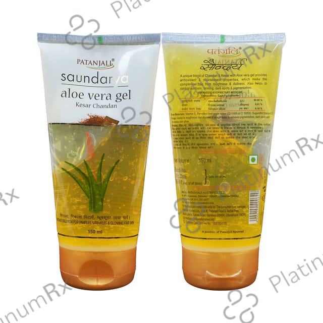 Patanjali Ayurveda Saundarya Aloe Vera Gel Kesar Chandan - Manages Pimples, Wrinkles & Skin Health 150 ml